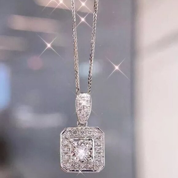 🌸925 Silver Plated Round Cut CZ Choker Necklace for Women, MARR9322 - Picture 2 of 4